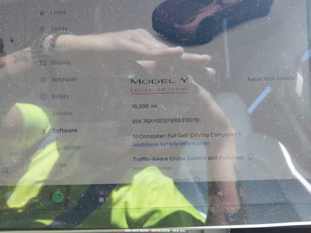 45319205 :رقم المزاد ، 7SAYGDEF8RA310219 vin ، 2024 Tesla Model Y Performance Dual Motor All-wheel Drive مزاد بيع