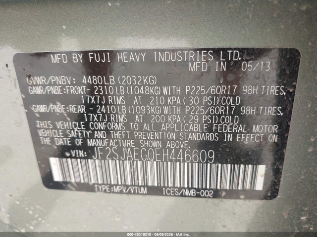 Aukcja sprzedaży 2014 Subaru Forester 2.5i Premium, vin: JF2SJAEC0EH446609, numer aukcji: 45319210