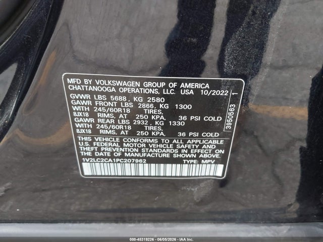 Aukcja sprzedaży 2023 Volkswagen Atlas Cross Sport 2.0t Se, vin: 1V2LC2CA1PC207962, numer aukcji: 45319226