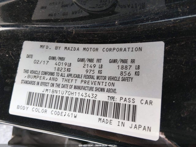 Продаж на аукціоні авто 2017 Mazda Mazda3 Sport, vin: JM1BN1U70H1143432, номер лоту: 45319241