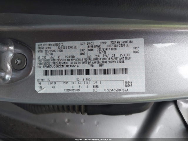 1FMCU0BZ2MUB15514 Ford Escape Se Hybrid