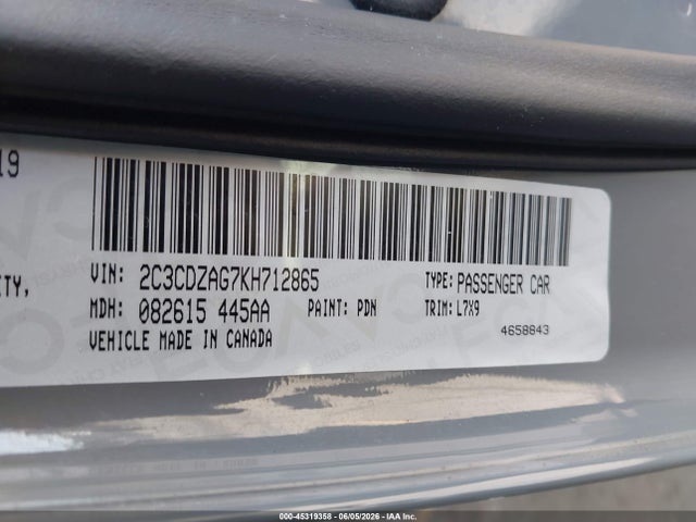 Dodge Challenger Sxt 2019 2C3CDZAG7KH712865 Image 9
