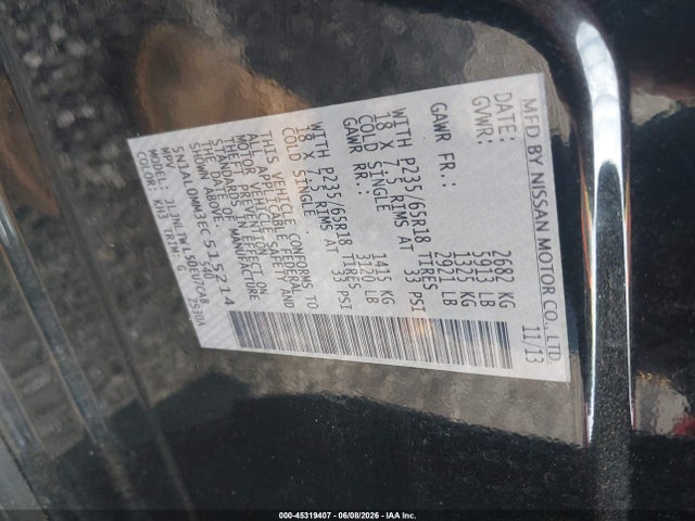 Aukcja sprzedaży 2014 Infiniti Qx60, vin: 5N1AL0MM3EC515214, numer aukcji: 45319407