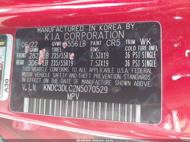KNDC3DLC2N5070529 KIA Ev6 Wind