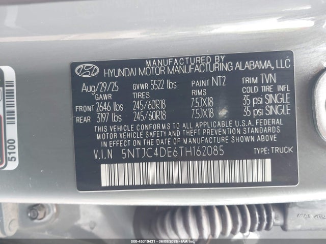 Продаж на аукціоні авто 2026 Hyundai Santa Cruz Sel Activity, vin: 5NTJC4DE6TH162085, номер лоту: 45319431