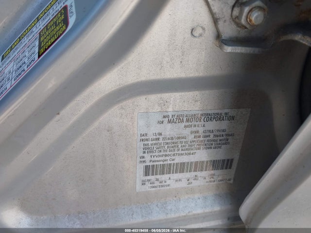 45319458 :رقم المزاد ، 1YVHP80C875M30647 vin ، 2007 Mazda Mazda6 I Sport Ve مزاد بيع