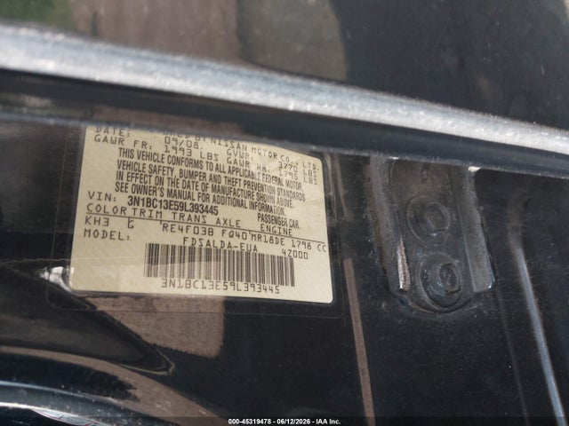 Aukcja sprzedaży 2009 Nissan Versa 1.8s, vin: 3N1BC13E59L393445, numer aukcji: 45319478