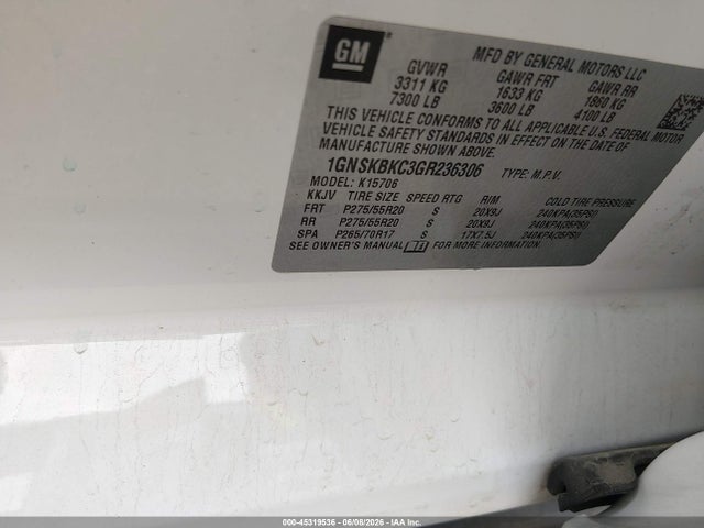 Chevrolet Tahoe Lt 2016 1GNSKBKC3GR236306 Image 9