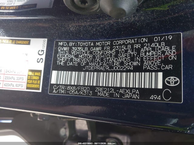 Toyota COROLLA LE 2020 JTDEPRAE9LJ002294 Image 9