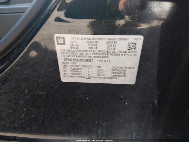 2017 Chevrolet Equinox Ls მანქანა იყიდება აუქციონზე, vin: 2GNALBEK5H1608637, აუქციონის ნომერი: 45319615
