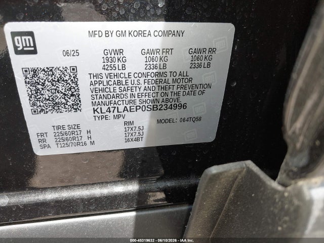 45319632 :رقم المزاد ، KL47LAEP0SB234996 vin ، 2025 Buick Envista Preferred Fwd مزاد بيع