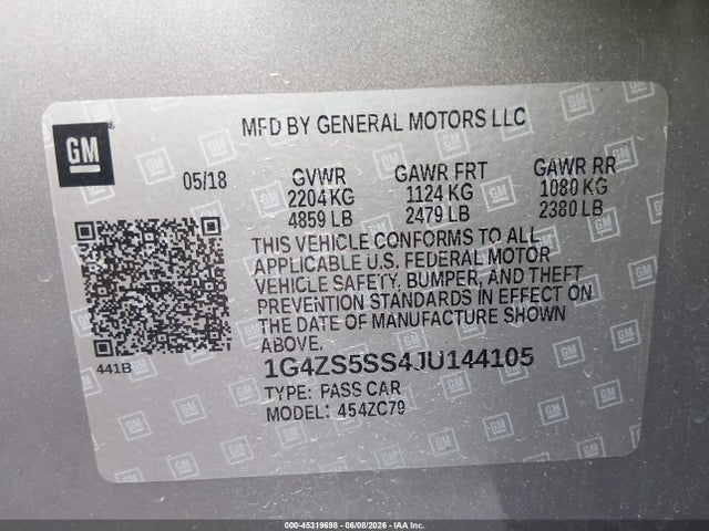 Aukcja sprzedaży 2018 Buick Lacrosse Premium, vin: 1G4ZS5SS4JU144105, numer aukcji: 45319698