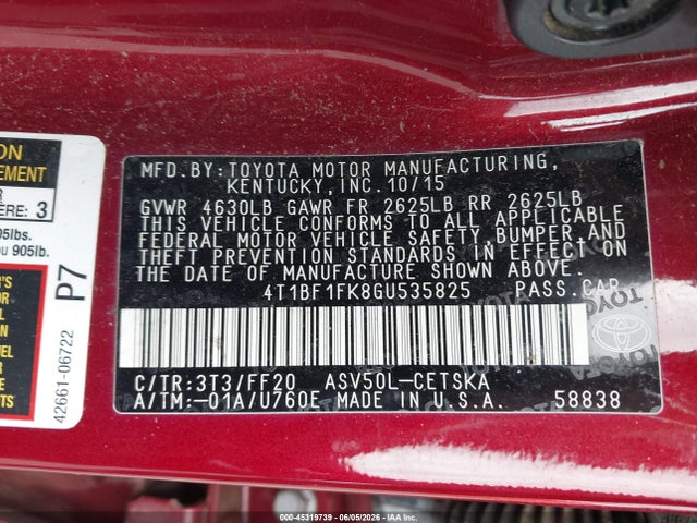 4T1BF1FK8GU535825 Toyota CAMRY SE