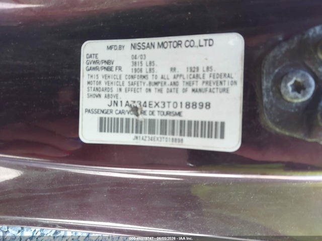 Aukcja sprzedaży 2003 Nissan 350z Enthusiast, vin: JN1AZ34EX3T018898, numer aukcji: 45319747