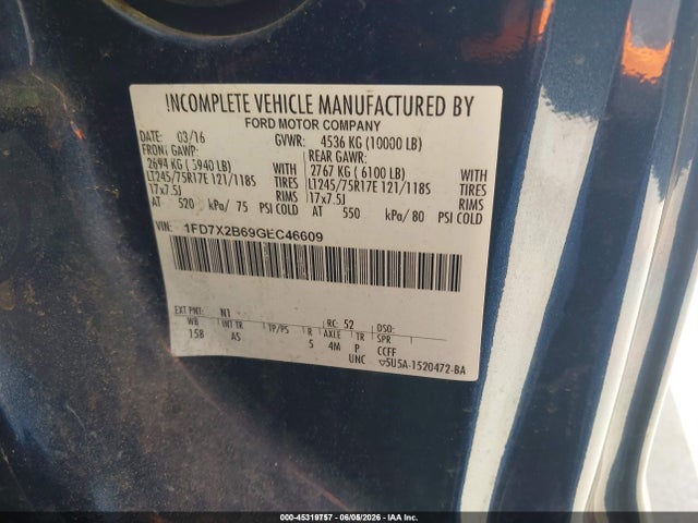 Ford F-250 Xl 2016 1FD7X2B69GEC46609 Image 9