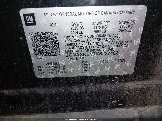 Chevrolet EQUINOX LT 2019 2GNAXKEV7K6227462 Image 9