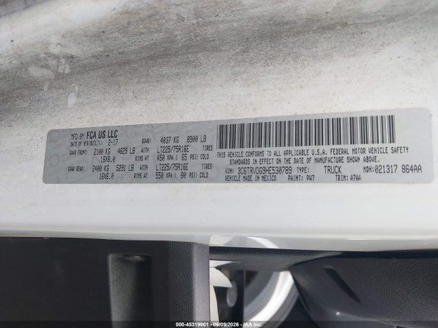 Aukcja sprzedaży 2017 Ram Promaster 2500 High Roof 159 Wb, vin: 3C6TRVDG9HE530789, numer aukcji: 45319901