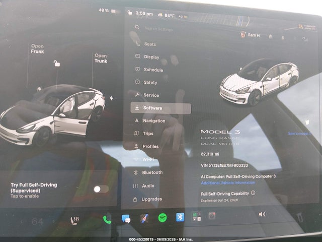 45320019 :رقم المزاد ، 5YJ3E1EB7MF903333 vin ، 2021 Tesla Model 3 Long Range مزاد بيع