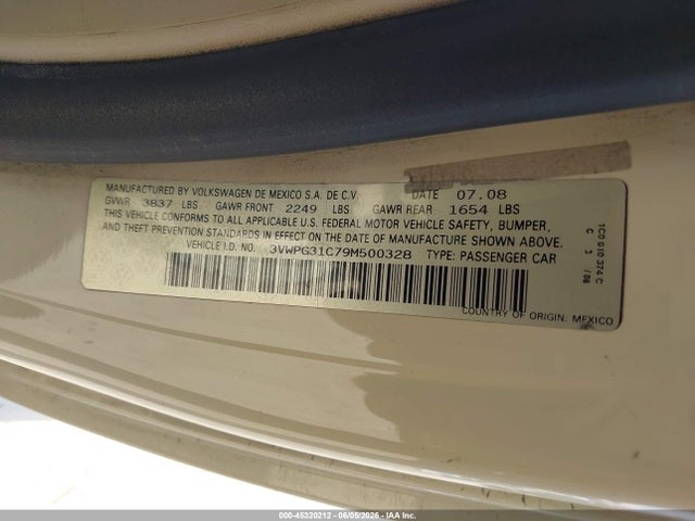 Aukcja sprzedaży 2009 Volkswagen New Beetle 2.5l, vin: 3VWPG31C79M500328, numer aukcji: 45320212