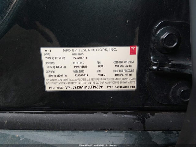 Tesla Model S P85 2014 5YJSA1H18EFP66091 Image 9