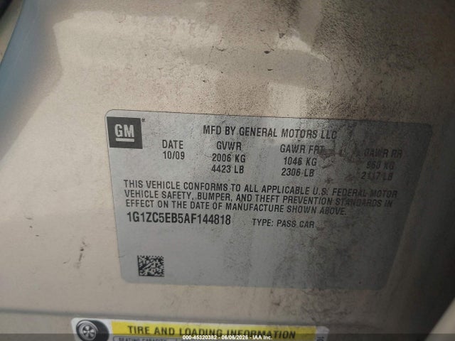 Продаж на аукціоні авто 2010 Chevrolet Malibu Lt, vin: 1G1ZC5EB5AF144818, номер лоту: 45320382