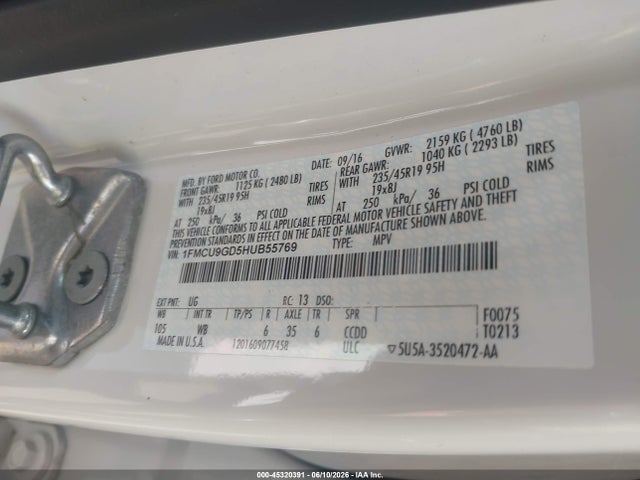 Ford ESCAPE SE 2017 1FMCU9GD5HUB55769 Image 9
