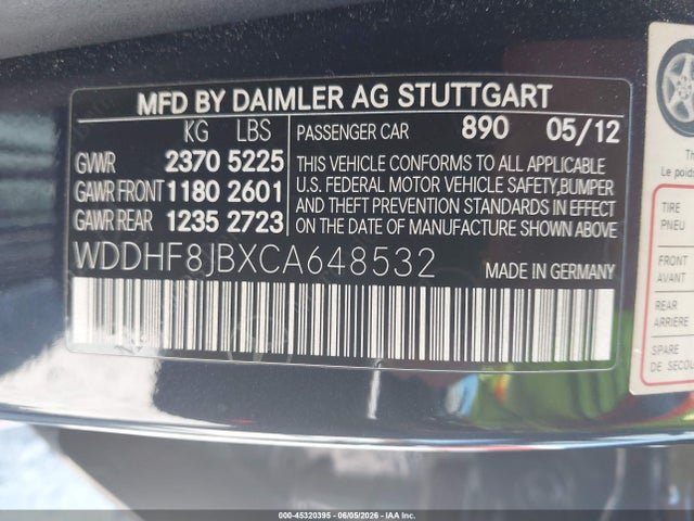 Продаж на аукціоні авто 2012 Mercedes-benz E 350 4matic, vin: WDDHF8JBXCA648532, номер лоту: 45320395