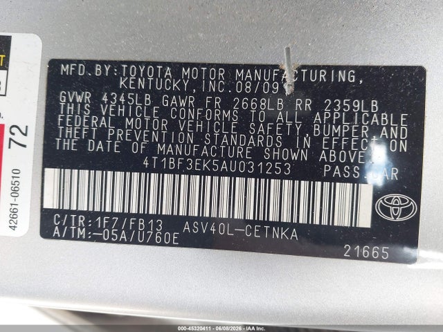 Aukcja sprzedaży 2010 Toyota Camry Le, vin: 4T1BF3EK5AU031253, numer aukcji: 45320411
