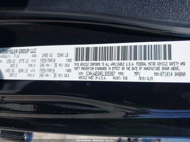 Aukcja sprzedaży 2014 Jeep Wrangler Unlimited Altitude, vin: 1C4HJWEGXEL325267, numer aukcji: 45320446