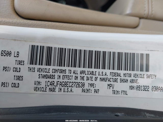 2014 Jeep Grand Cherokee Laredo მანქანა იყიდება აუქციონზე, vin: 1C4RJFAG8EC272630, აუქციონის ნომერი: 45320485