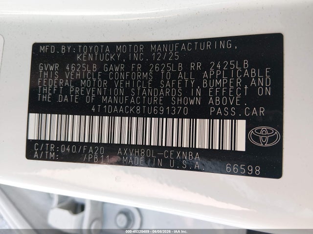 Toyota CAMRY LE 2026 4T1DAACK8TU691370 Image 9