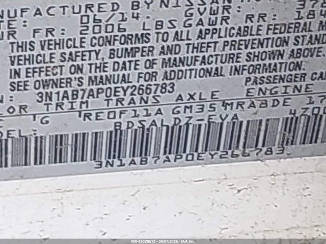 45320512 :رقم المزاد ، 3N1AB7AP0EY266783 vin ، 2014 Nissan Sentra Sv مزاد بيع