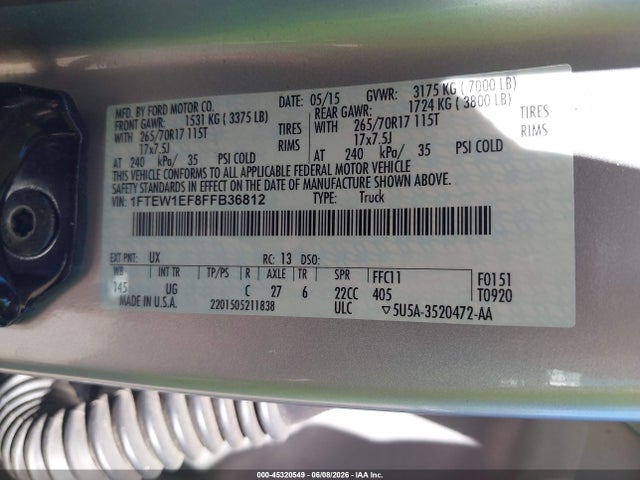 Aukcja sprzedaży 2015 Ford F-150 Xlt, vin: 1FTEW1EF8FFB36812, numer aukcji: 45320549