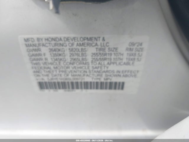 2025 Acura Mdx Standard მანქანა იყიდება აუქციონზე, vin: 5J8YE1H38SL009721, აუქციონის ნომერი: 45320565