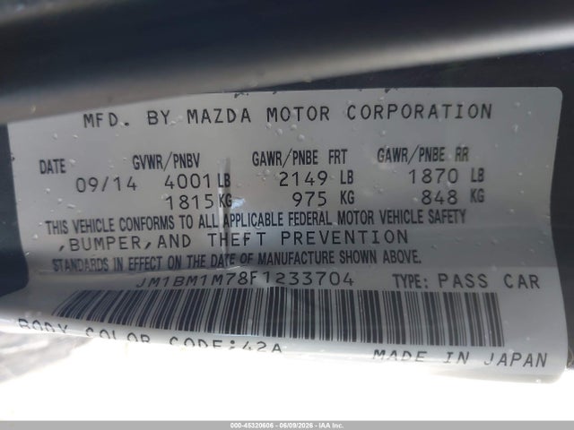Продаж на аукціоні авто 2015 Mazda Mazda3 I Grand Touring, vin: JM1BM1M78F1233704, номер лоту: 45320606
