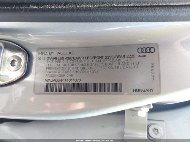 Aukcja sprzedaży 2015 Audi A3 1.8t Premium, vin: WAUACGFF1F1014070, numer aukcji: 45320660