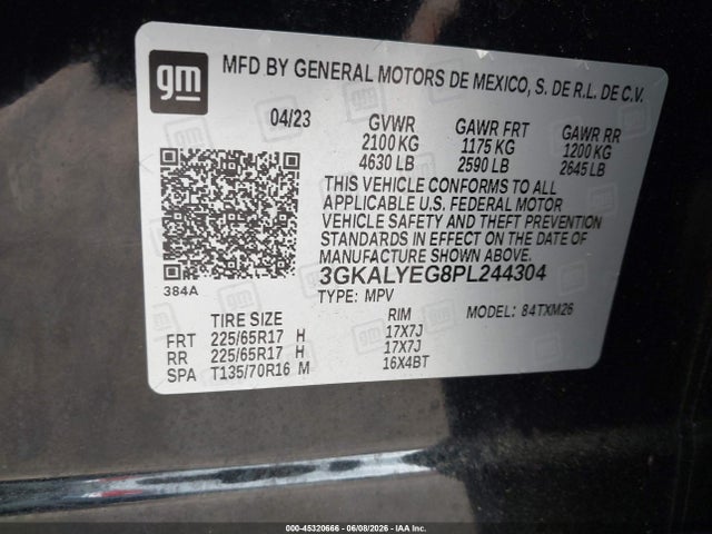 2023 Gmc Terrain Awd At4 მანქანა იყიდება აუქციონზე, vin: 3GKALYEG8PL244304, აუქციონის ნომერი: 45320666