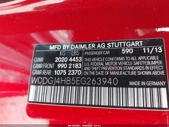 Aukcja sprzedaży 2014 Mercedes-benz C 250, vin: WDDGJ4HB5EG263940, numer aukcji: 45320667