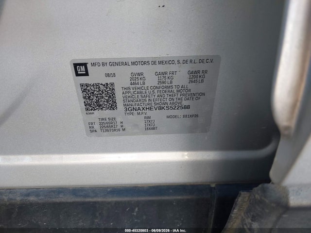 Chevrolet EQUINOX LS 2019 3GNAXHEV8KS522588 Image 9