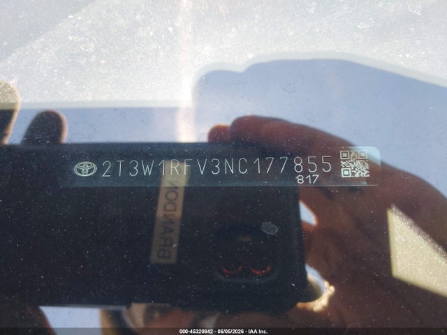 45320842 :رقم المزاد ، 2T3W1RFV3NC177855 vin ، 2022 Toyota Rav4 Xle مزاد بيع