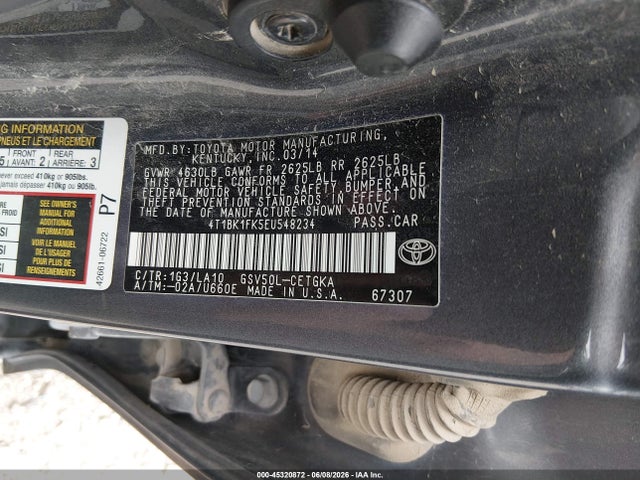 4T1BK1FK5EU548234 Toyota Camry Xle V6