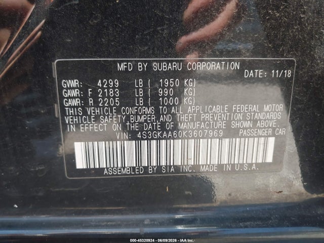 45320924 :رقم المزاد ، 4S3GKAA60K3607969 vin ، 2019 Subaru Impreza 2.0i مزاد بيع