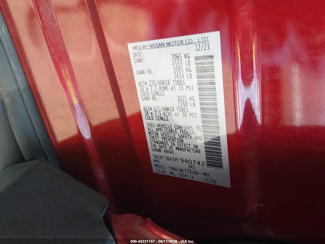 Продажа на аукционе авто 2023 Nissan Rogue Sv Fwd, vin: 5N1BT3BA3PC940742, номер лота: 45321157