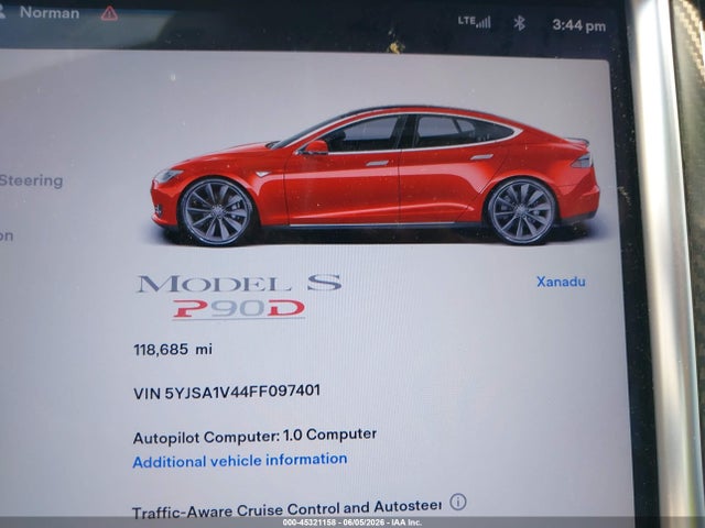 Aukcja sprzedaży 2015 Tesla Model S 85d/p85d, vin: 5YJSA1V44FF097401, numer aukcji: 45321158