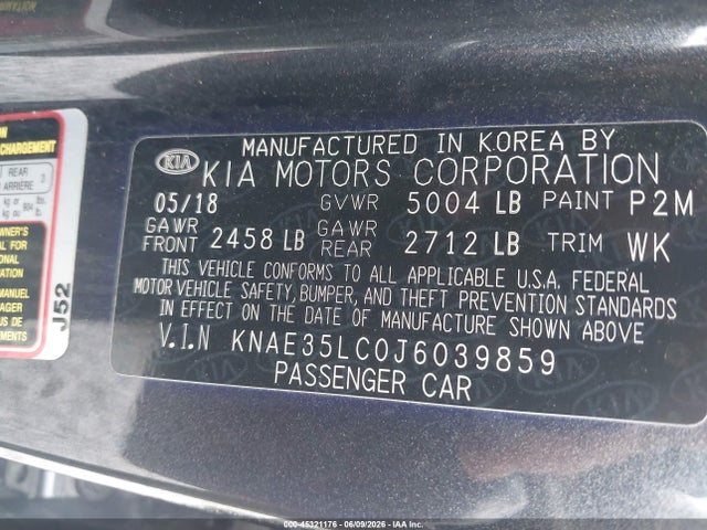 45321176 :رقم المزاد ، KNAE35LC0J6039859 vin ، 2018 Kia Stinger Gt مزاد بيع