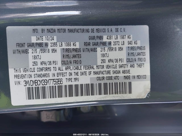 Aukcja sprzedaży 2025 Mazda Cx-30 2.5 S Carbon Edition, vin: 3MVDMBCM3SM775956, numer aukcji: 45321211
