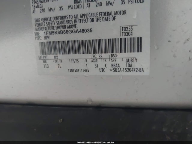 Ford Explorer 2016 1FM5K8B86GGA48035 Image 9