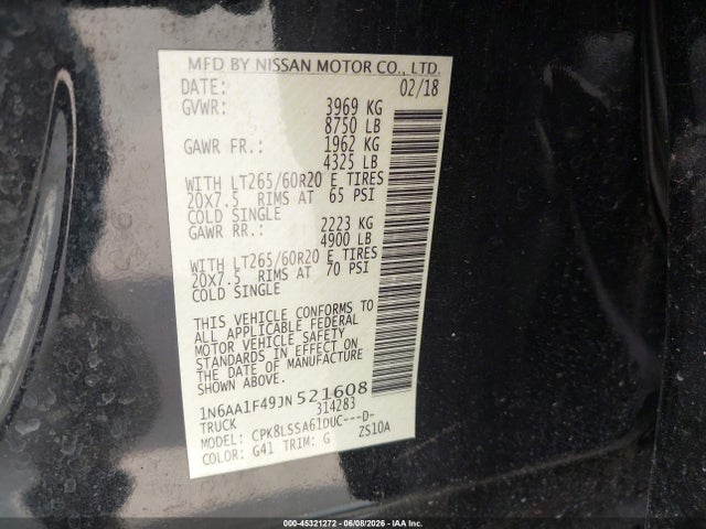 Продаж на аукціоні авто 2018 Nissan Titan Xd Sv Gas, vin: 1N6AA1F49JN521608, номер лоту: 45321272
