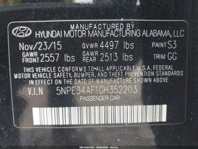 Продажа на аукционе авто 2016 Hyundai Sonata Sport, vin: 5NPE34AF1GH352203, номер лота: 45321291