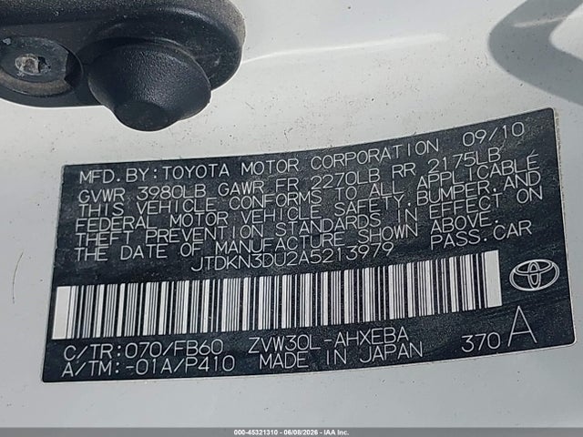 Продаж на аукціоні авто 2010 Toyota Prius Ii, vin: JTDKN3DU2A5213979, номер лоту: 45321310